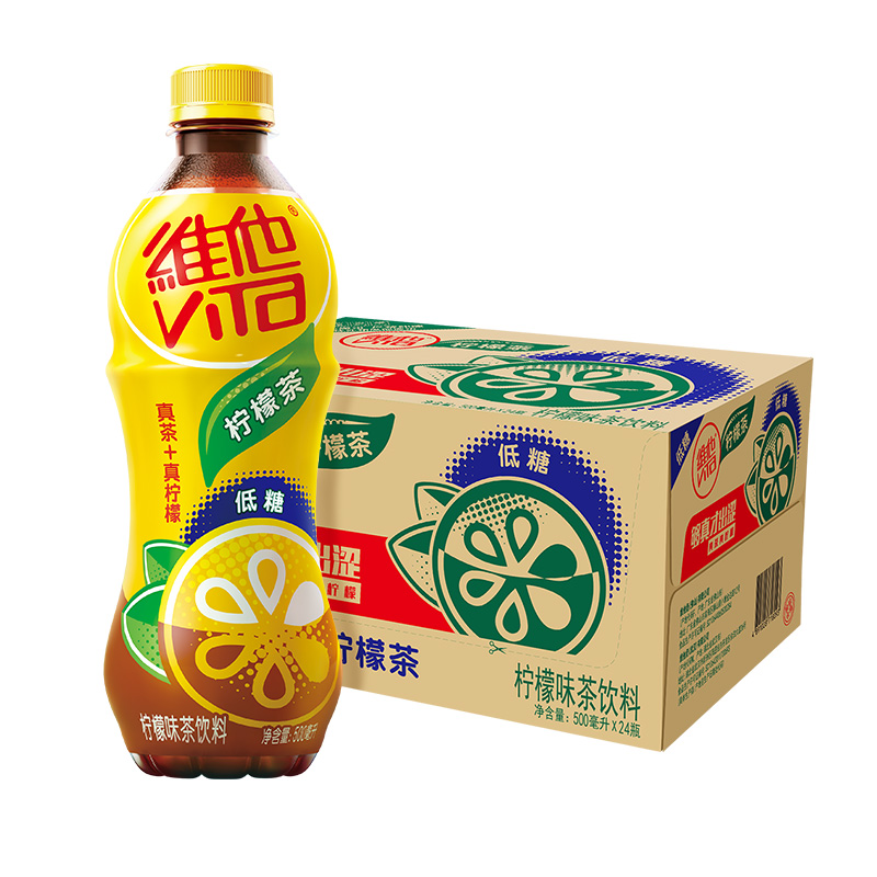 维他奶  维他低糖柠檬茶500ml*24瓶 低糖无脂肪茶饮料，柠檬味红茶整箱装